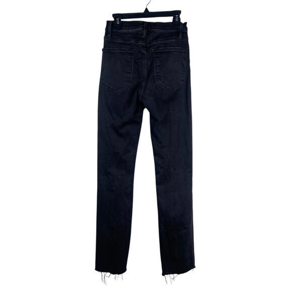 FRAME Denim Le High Straight Molony Black Ripped Knee Raw Edge Jeans SZ 25 - Picture 5 of 10